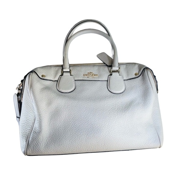 Coach White Leather Satchel with Detachable Strap - Picture 1 of 15